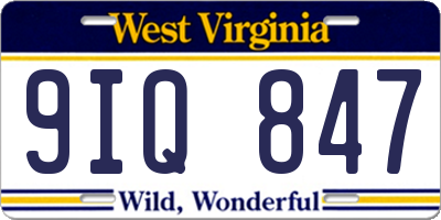 WV license plate 9IQ847