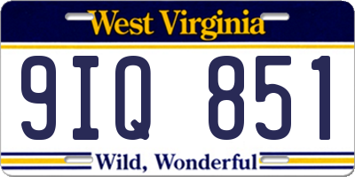 WV license plate 9IQ851
