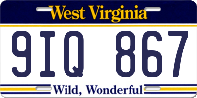 WV license plate 9IQ867