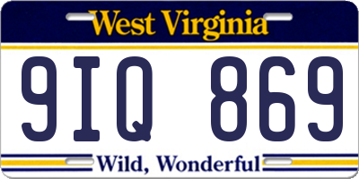 WV license plate 9IQ869