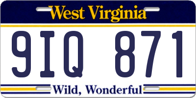 WV license plate 9IQ871