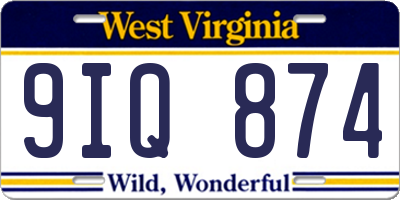 WV license plate 9IQ874