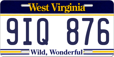 WV license plate 9IQ876