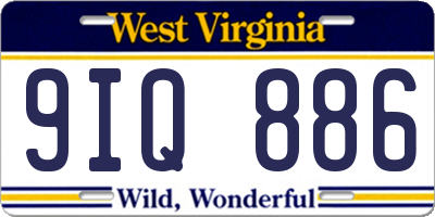 WV license plate 9IQ886