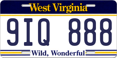 WV license plate 9IQ888