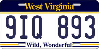 WV license plate 9IQ893