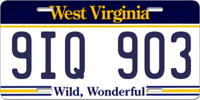 WV license plate 9IQ903