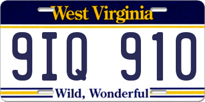WV license plate 9IQ910