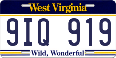 WV license plate 9IQ919