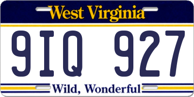 WV license plate 9IQ927