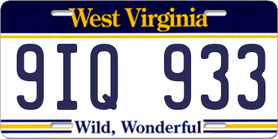 WV license plate 9IQ933