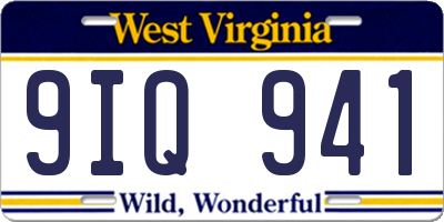 WV license plate 9IQ941