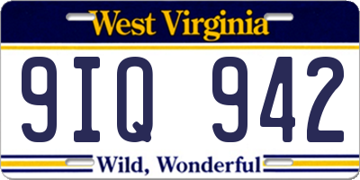 WV license plate 9IQ942