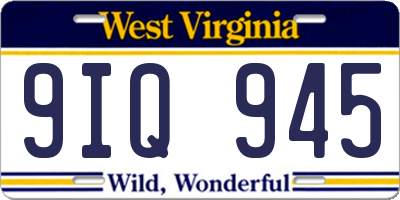 WV license plate 9IQ945