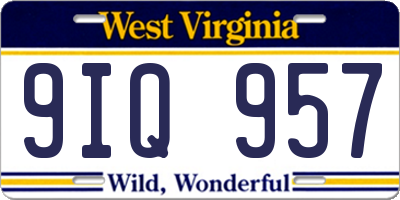 WV license plate 9IQ957