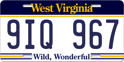 WV license plate 9IQ967