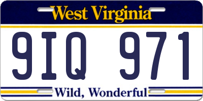 WV license plate 9IQ971
