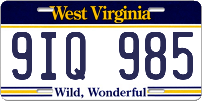 WV license plate 9IQ985