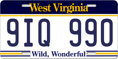 WV license plate 9IQ990
