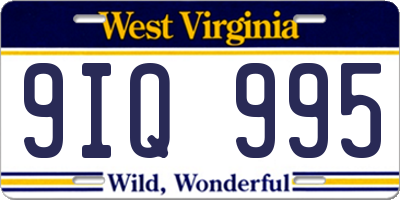 WV license plate 9IQ995