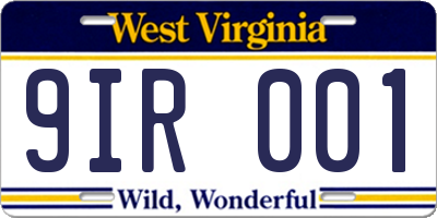 WV license plate 9IR001