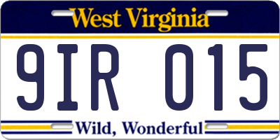 WV license plate 9IR015