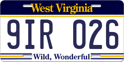 WV license plate 9IR026