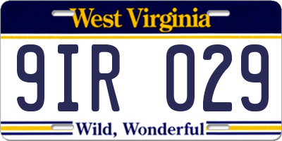 WV license plate 9IR029