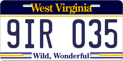 WV license plate 9IR035