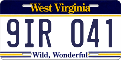 WV license plate 9IR041