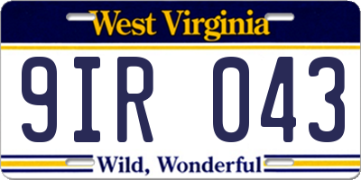 WV license plate 9IR043