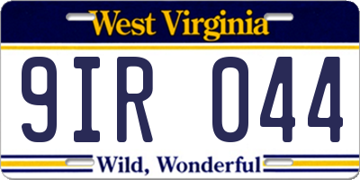WV license plate 9IR044