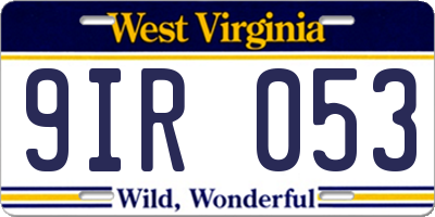 WV license plate 9IR053