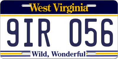 WV license plate 9IR056