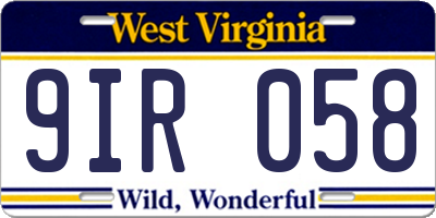 WV license plate 9IR058