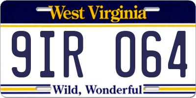 WV license plate 9IR064