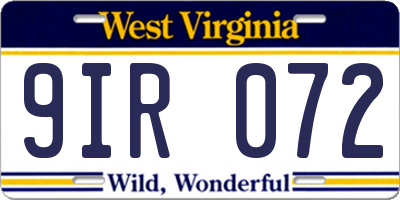 WV license plate 9IR072