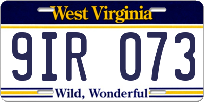 WV license plate 9IR073