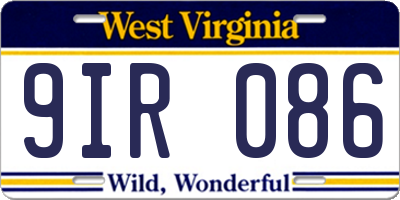 WV license plate 9IR086
