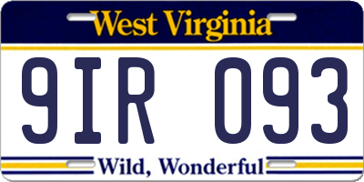 WV license plate 9IR093