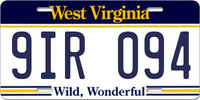 WV license plate 9IR094