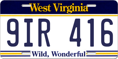 WV license plate 9IR416