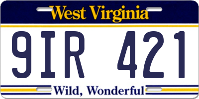 WV license plate 9IR421