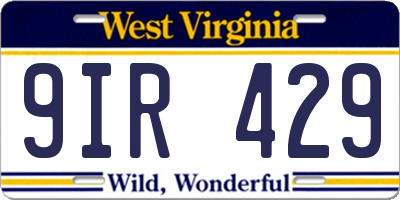 WV license plate 9IR429
