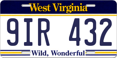 WV license plate 9IR432