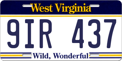 WV license plate 9IR437