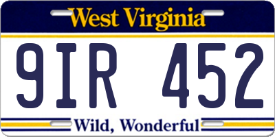 WV license plate 9IR452