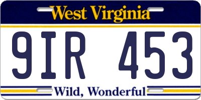 WV license plate 9IR453