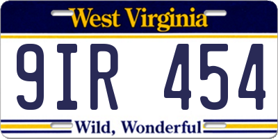 WV license plate 9IR454