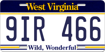 WV license plate 9IR466